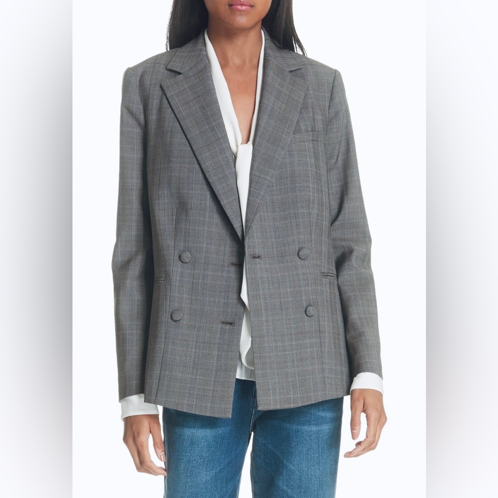 💕GORGEOUS💕NEW! FRAME Gray Plaid Blazer, Jacket, 4